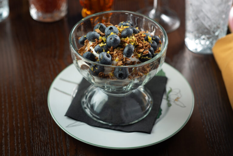 sunflower granola, blueberries, and house made vanilla yogurt